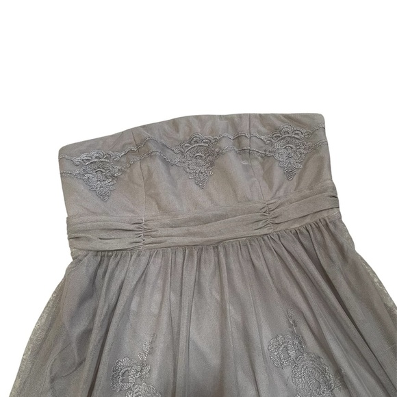Esprit Strapless Dress Lace Embroidery Mesh Light Brown Fairy Boho S/M Y2k - Picture 2 of 6